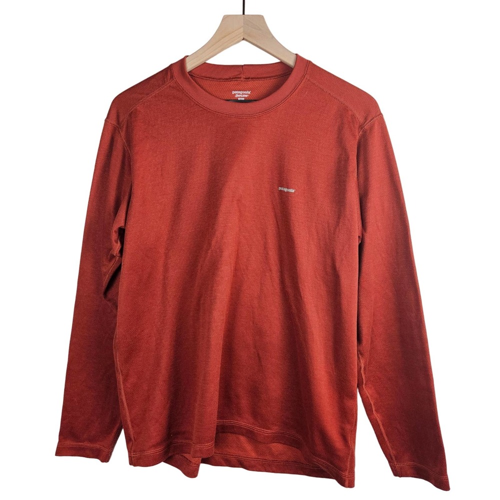 Patagonia Capaline Long Sleeve Tee Top Men's L Rust Orange